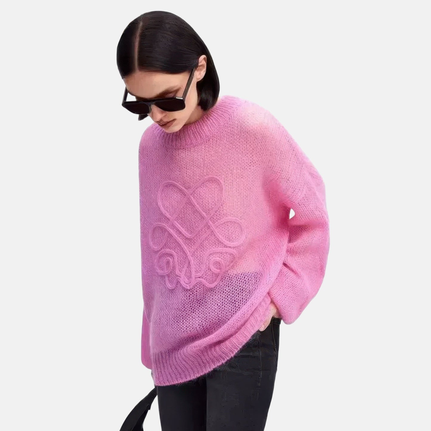 Pull fin rose femme