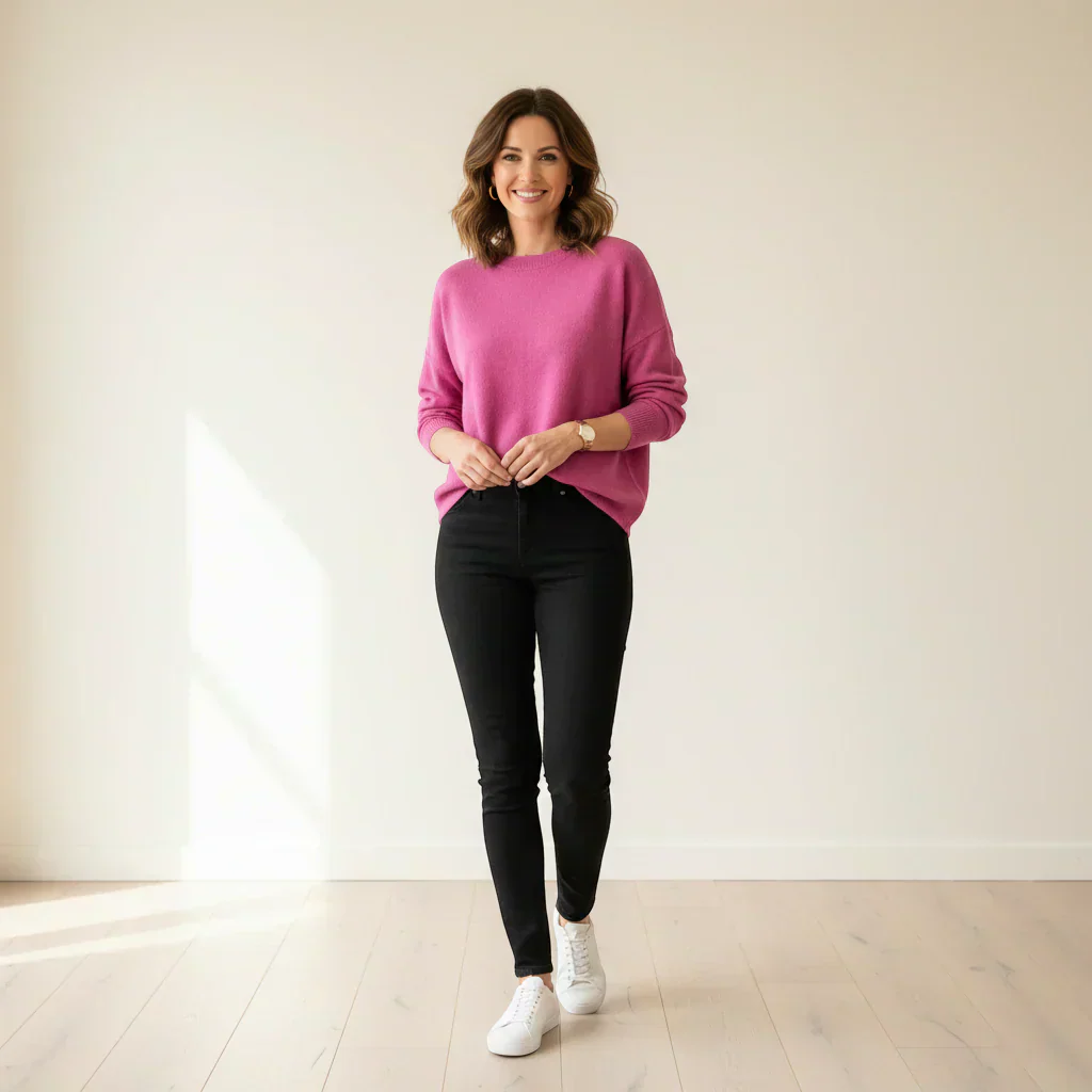 Comment porter un pull rose fushia ? Image
