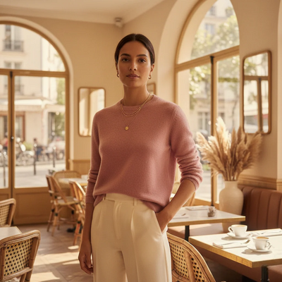 Pull femme rose poudré