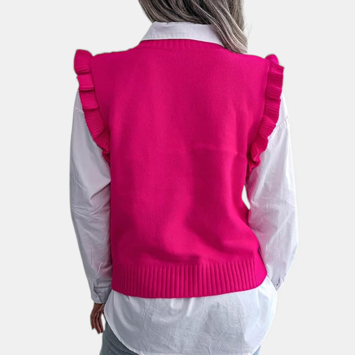 Pull sans manche rose fuchsia