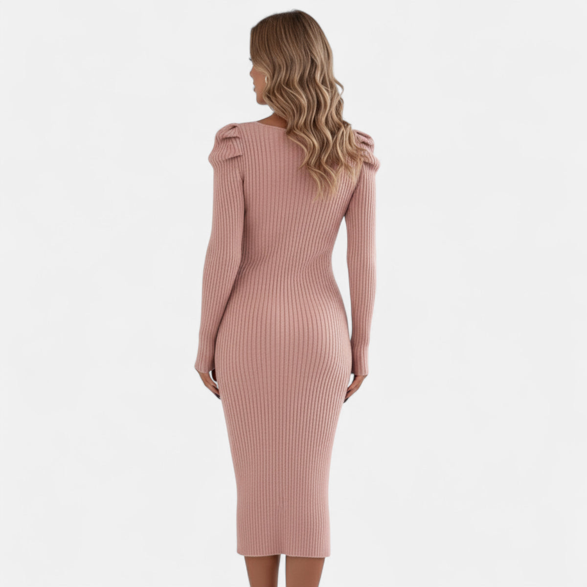 Robe pull longue rose