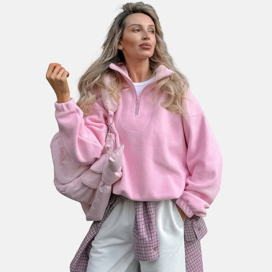 Pull à zip rose