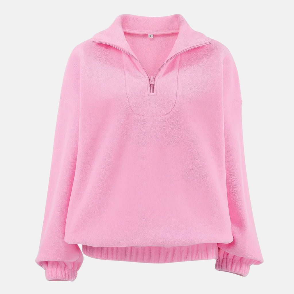 Pull à zip rose