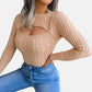Pull beige ajouré femme
