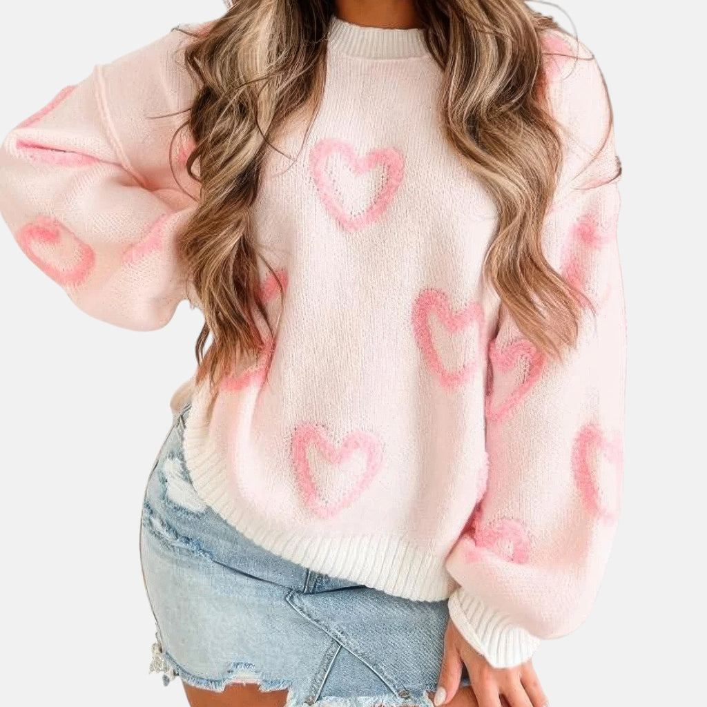 Pull cocooning cœur pastel