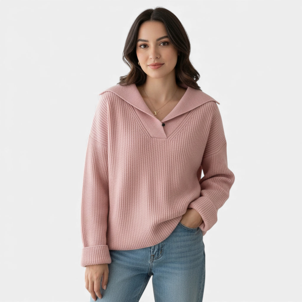 Pull col polo rose