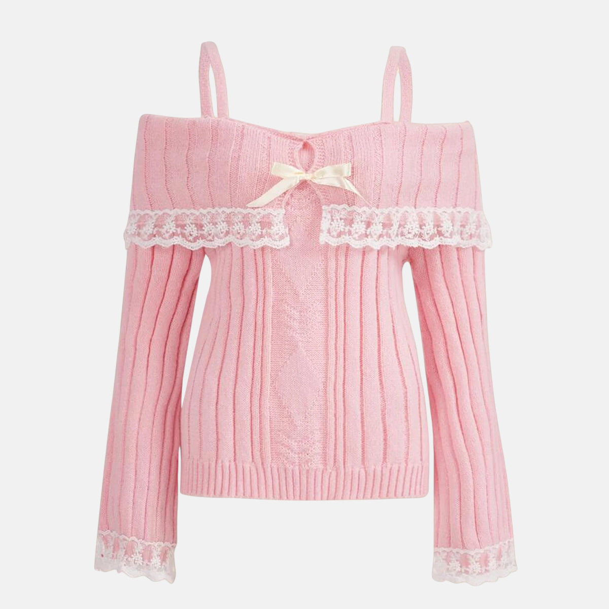 Pull dentelle rose