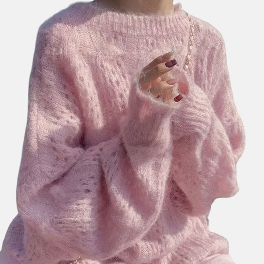 Pull duveteux rose