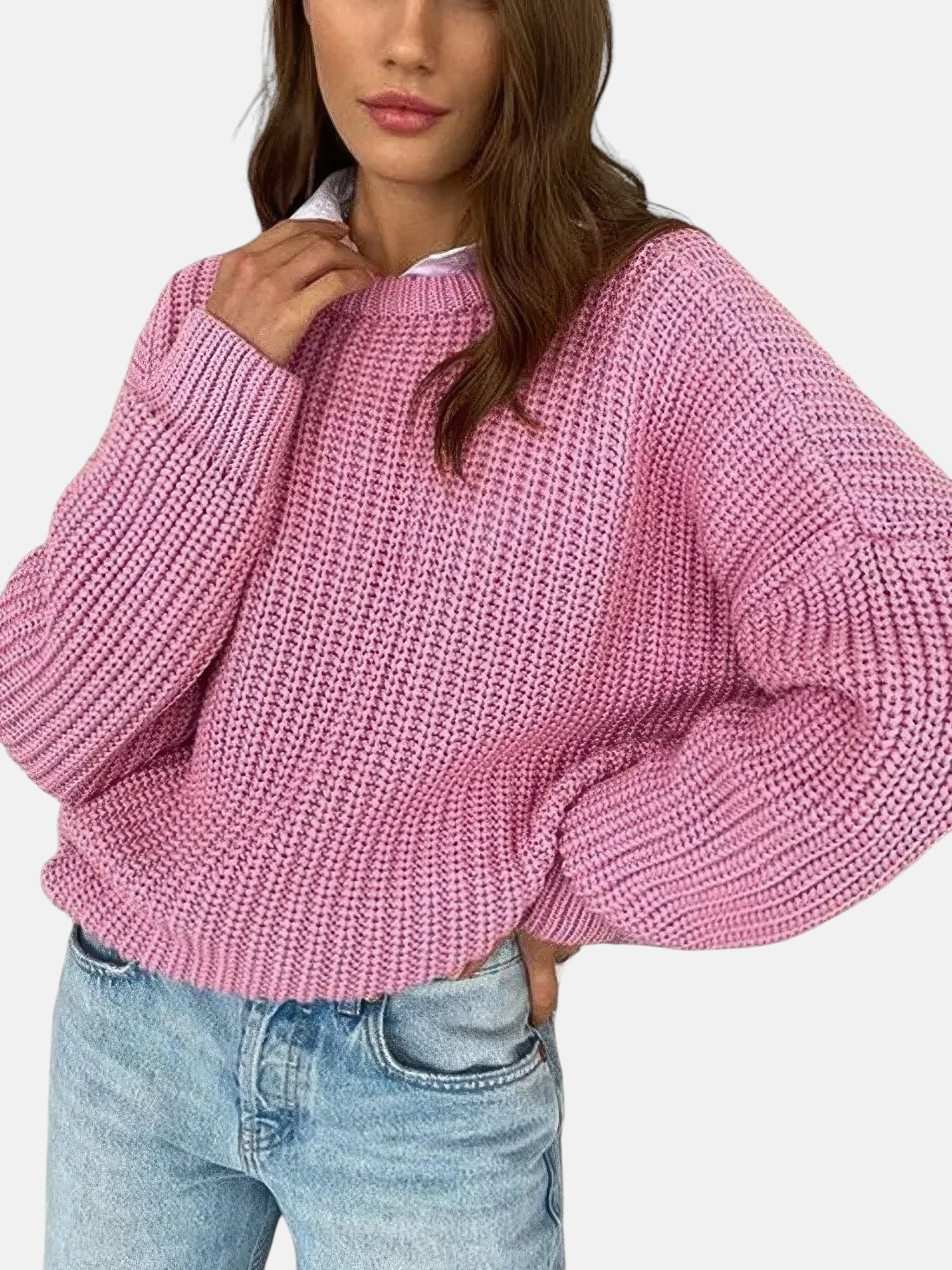 Pull en maille rose