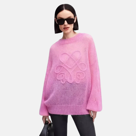 Pull fin rose femme