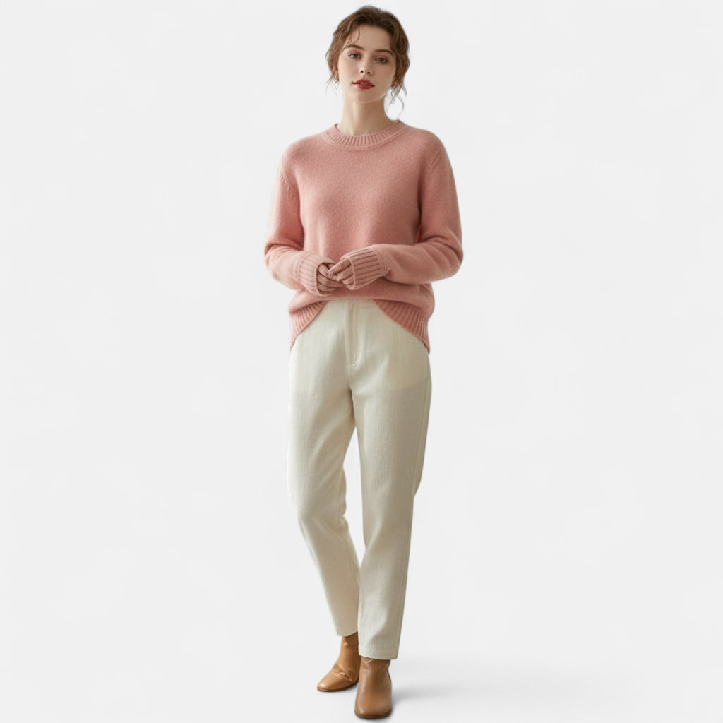 pull laine rose pâle