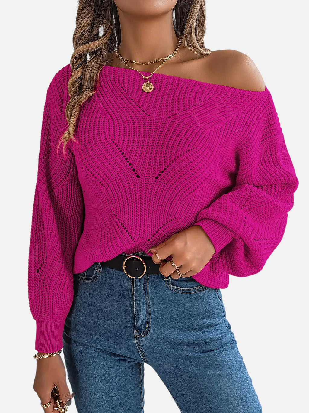 Pull oversize rose fuchsia