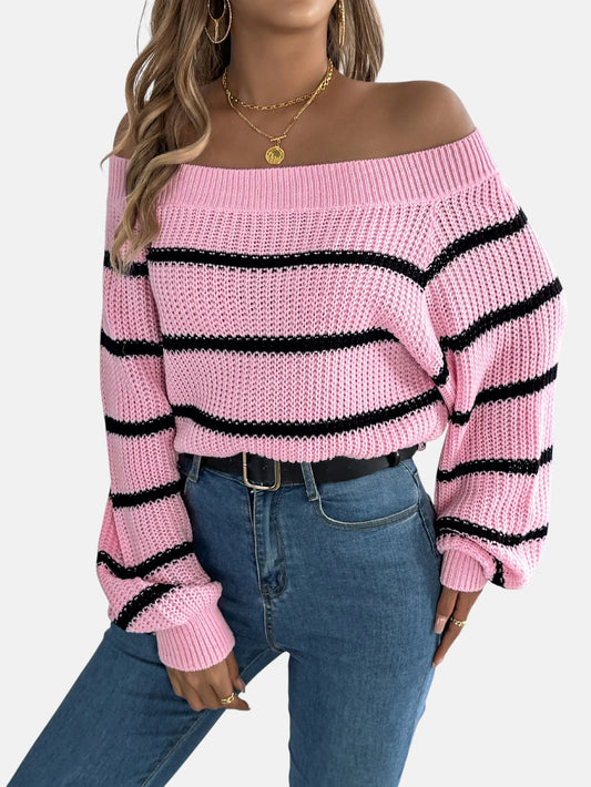 Pull rayé rose