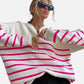 Pull rayé rose et blanc