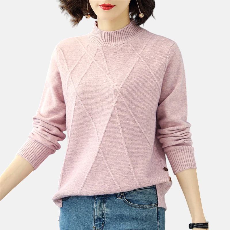 Pull rose col montant