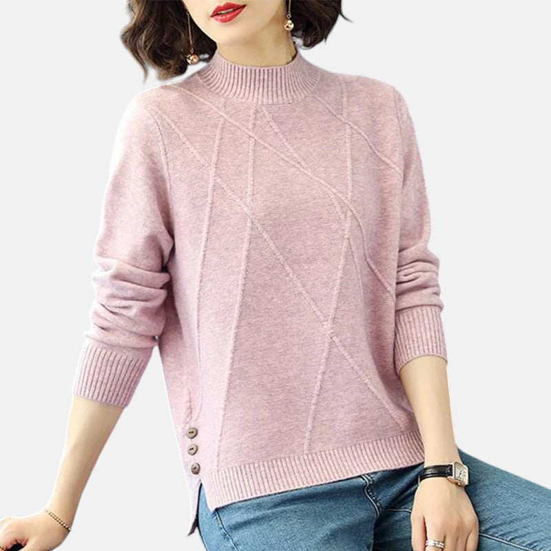 Pull rose col montant