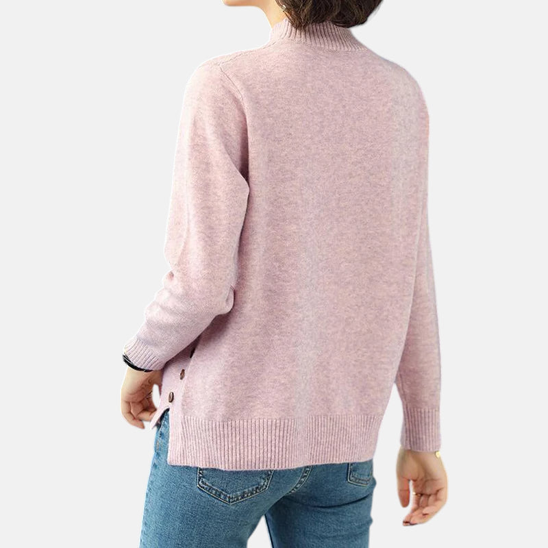 Pull rose col montant