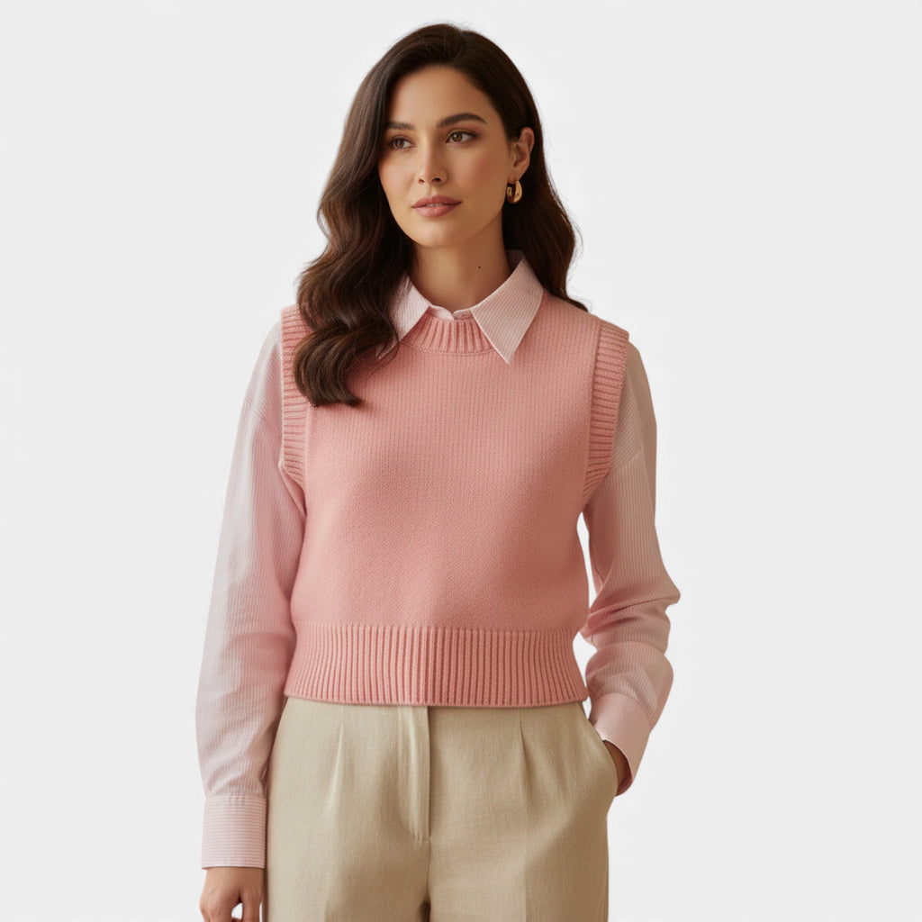 Pull rose court femme