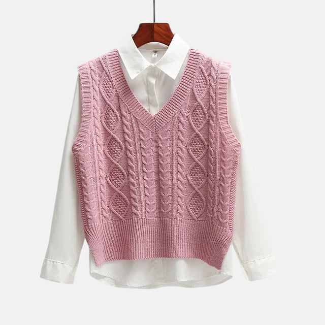Pull sans manche rose pale