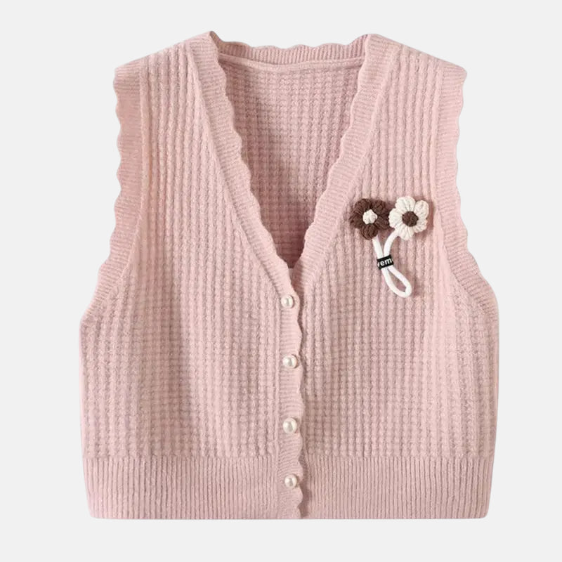 Pull sans manches rose chic