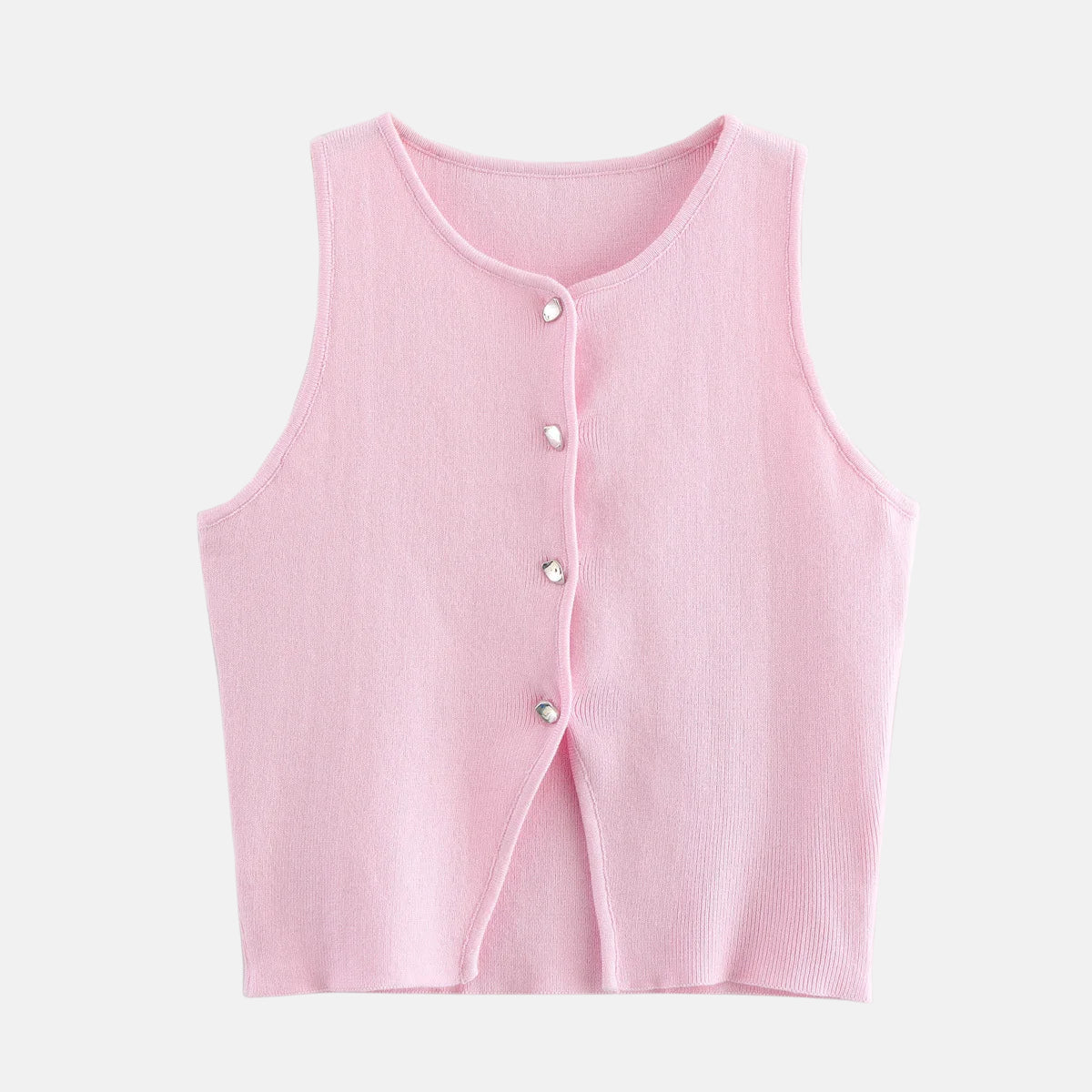 Pull sans manches rose crop