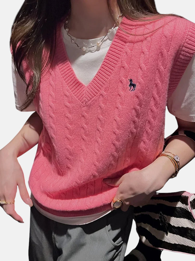 Pull sans manches rose rétro