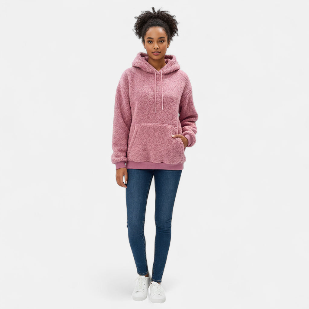 Pull à capuche rose