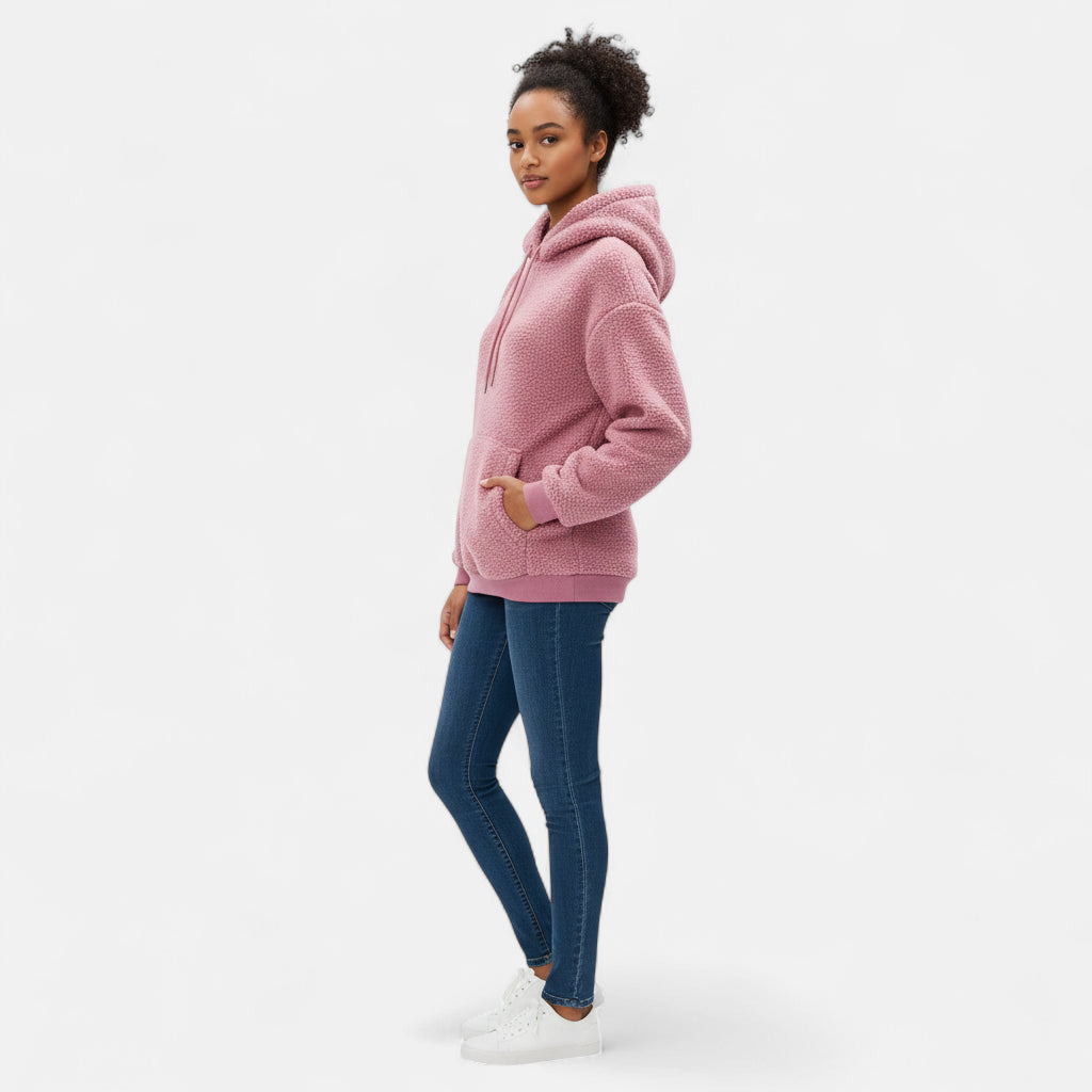 Pull à capuche rose