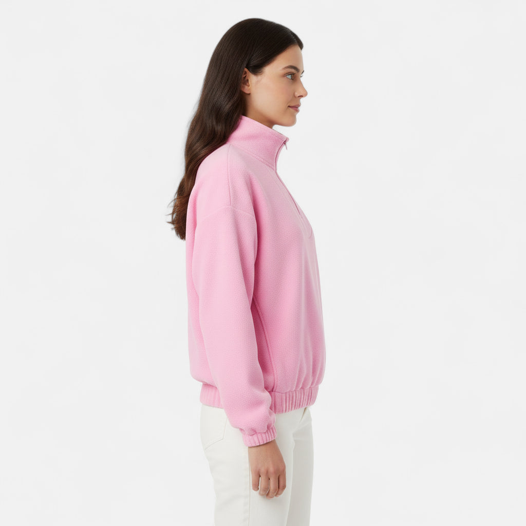 Pull à zip rose