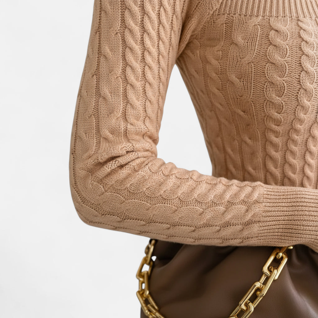 Pull beige ajouré femme