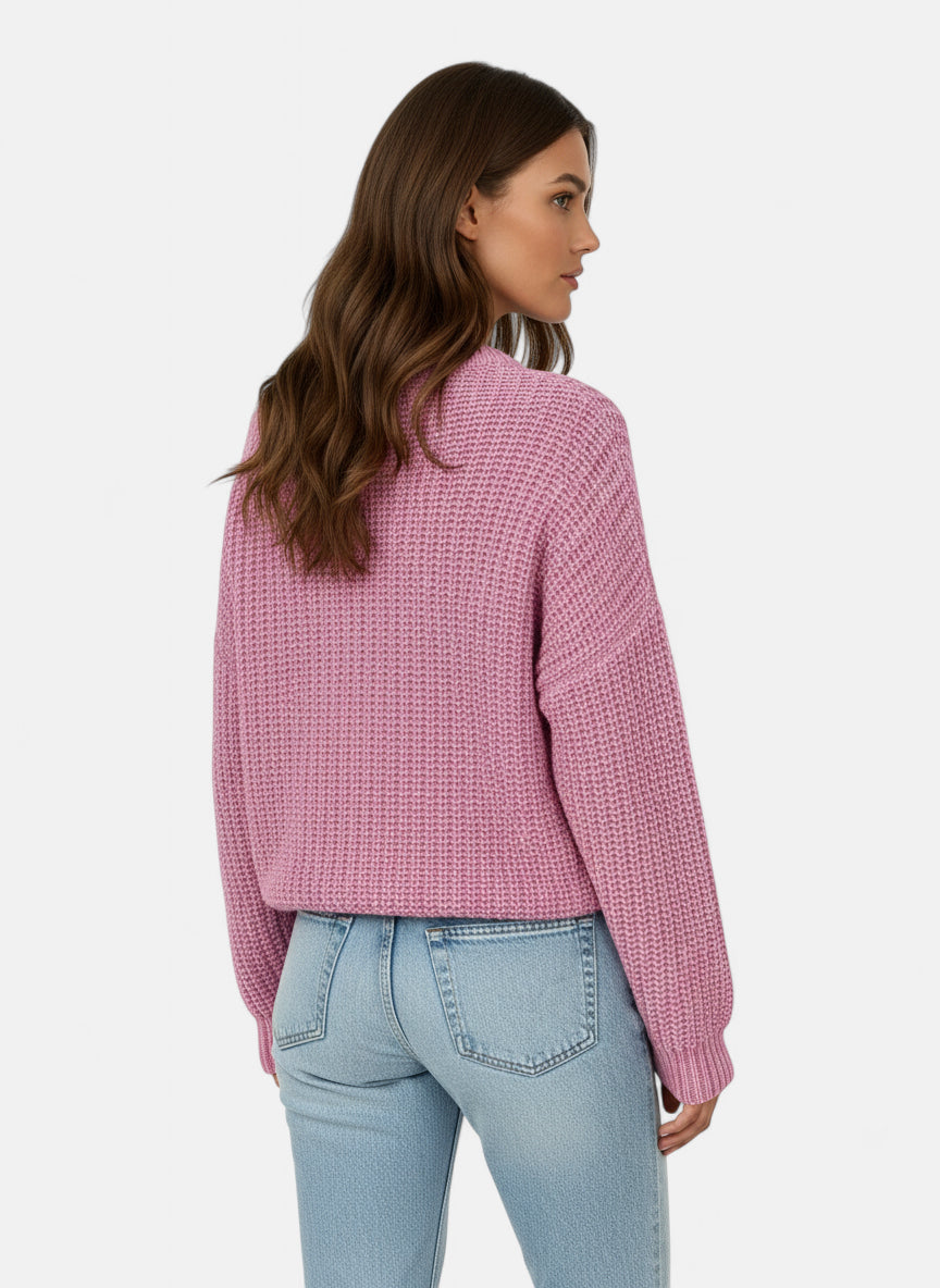 Pull en maille rose