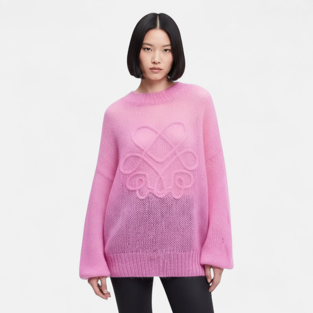 Pull fin rose femme