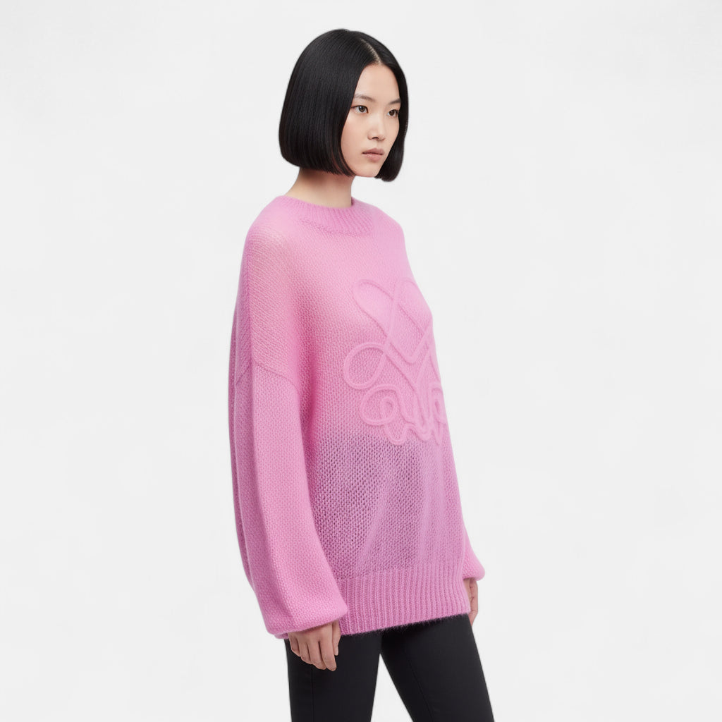 Pull fin rose femme