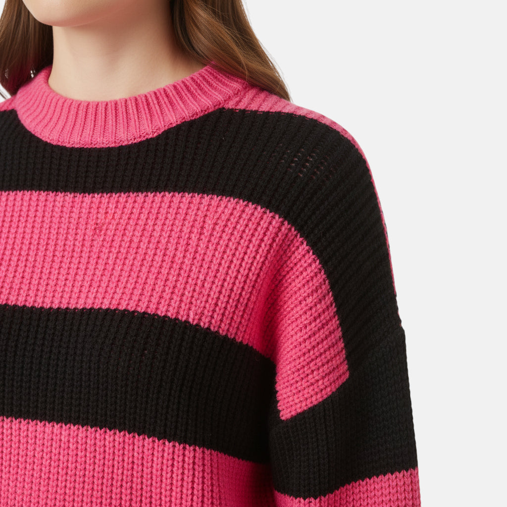Pull noir et rose