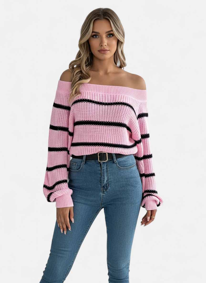 Pull rayé rose