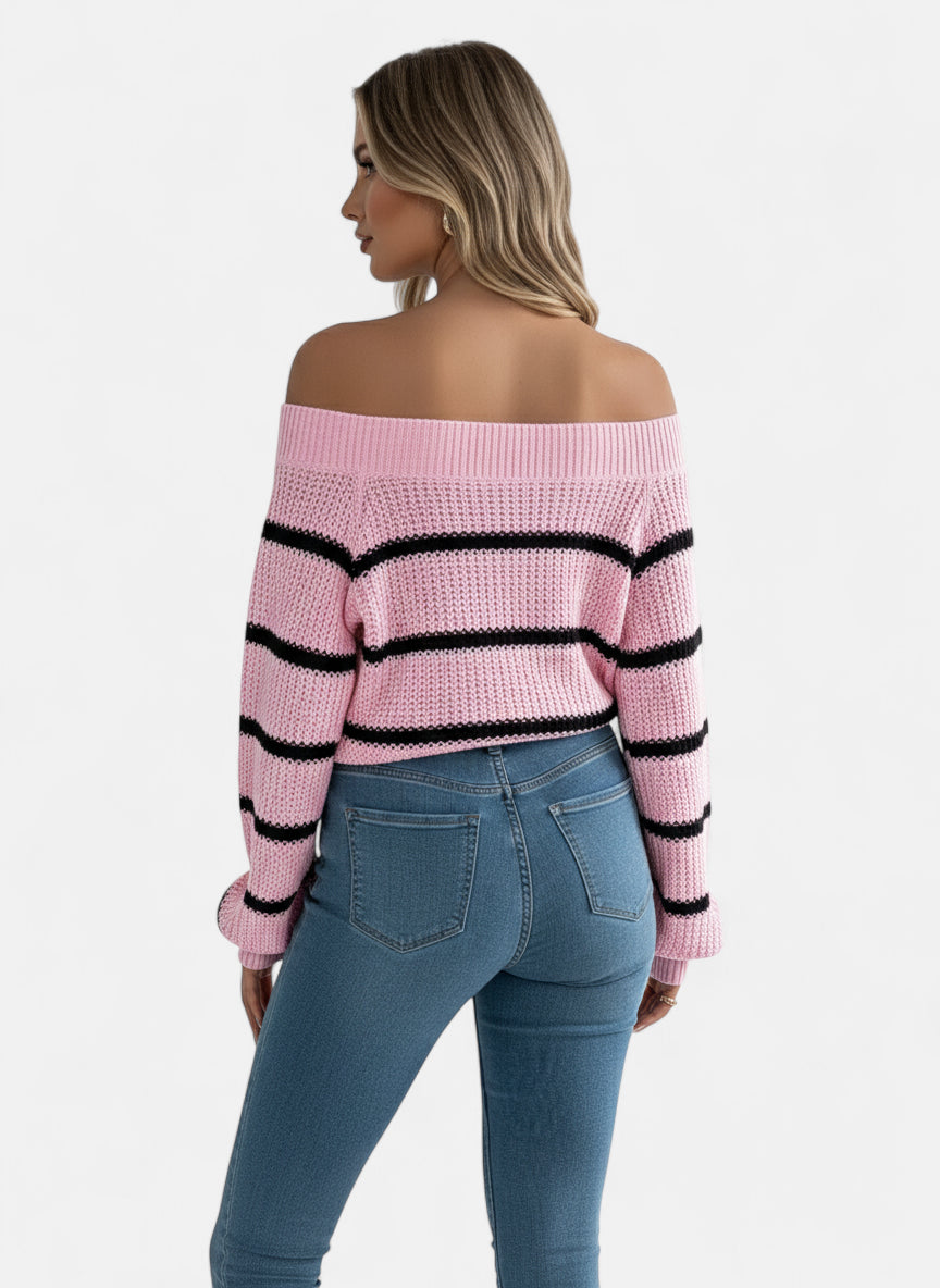 Pull rayé rose