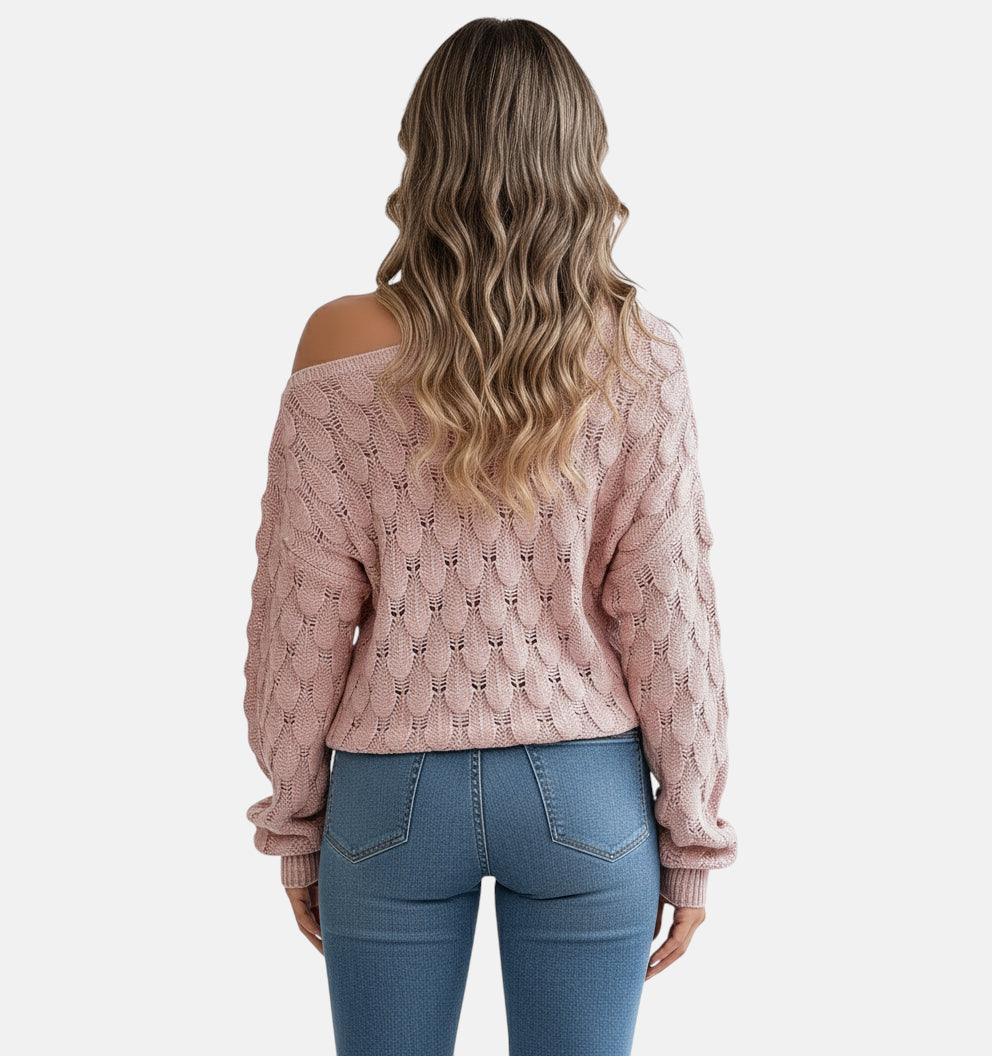 Pull rose ajouré