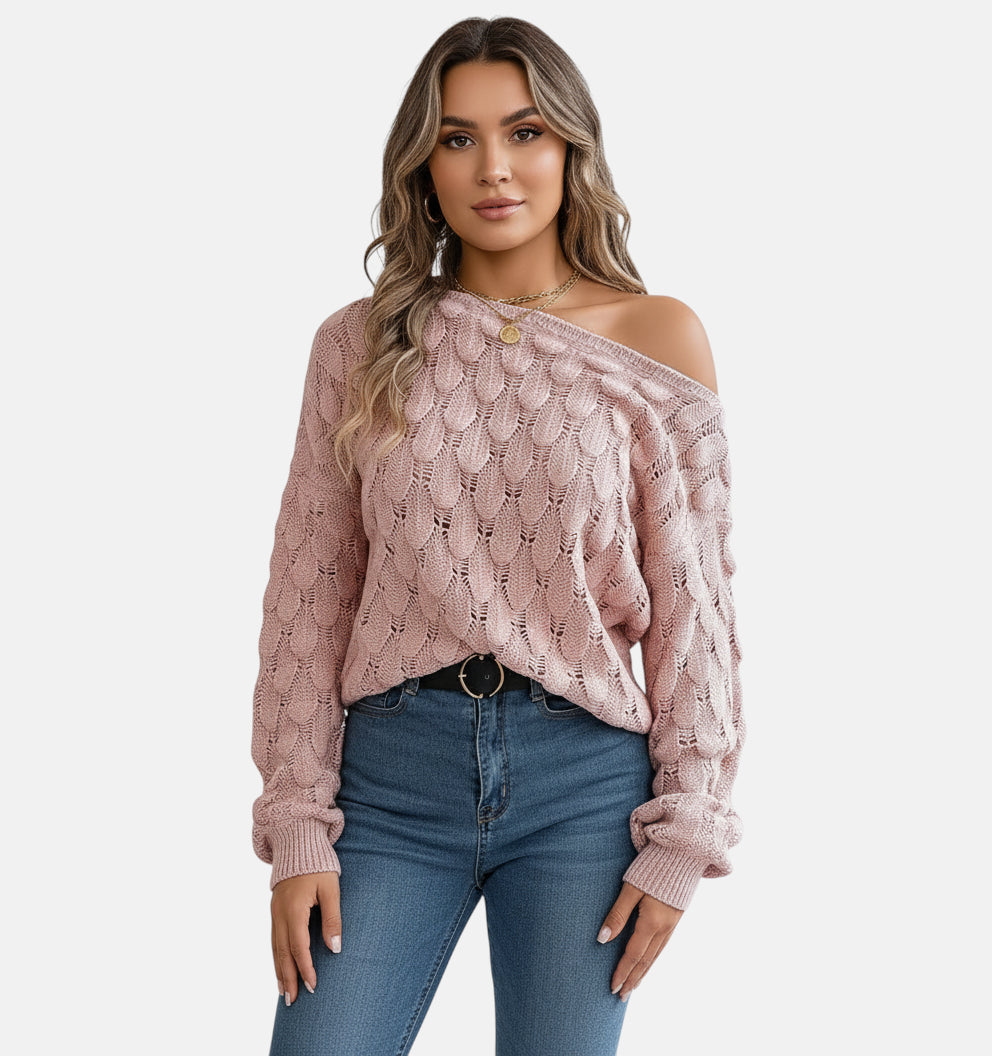 Pull rose ajouré