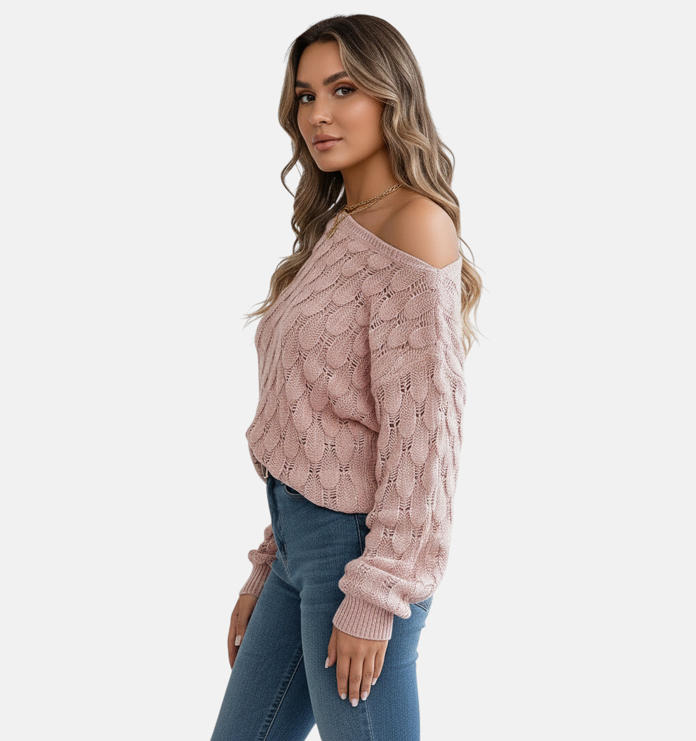 Pull rose ajouré