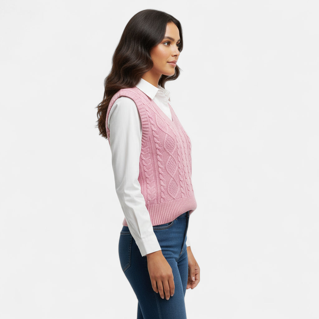 Pull sans manche rose pale