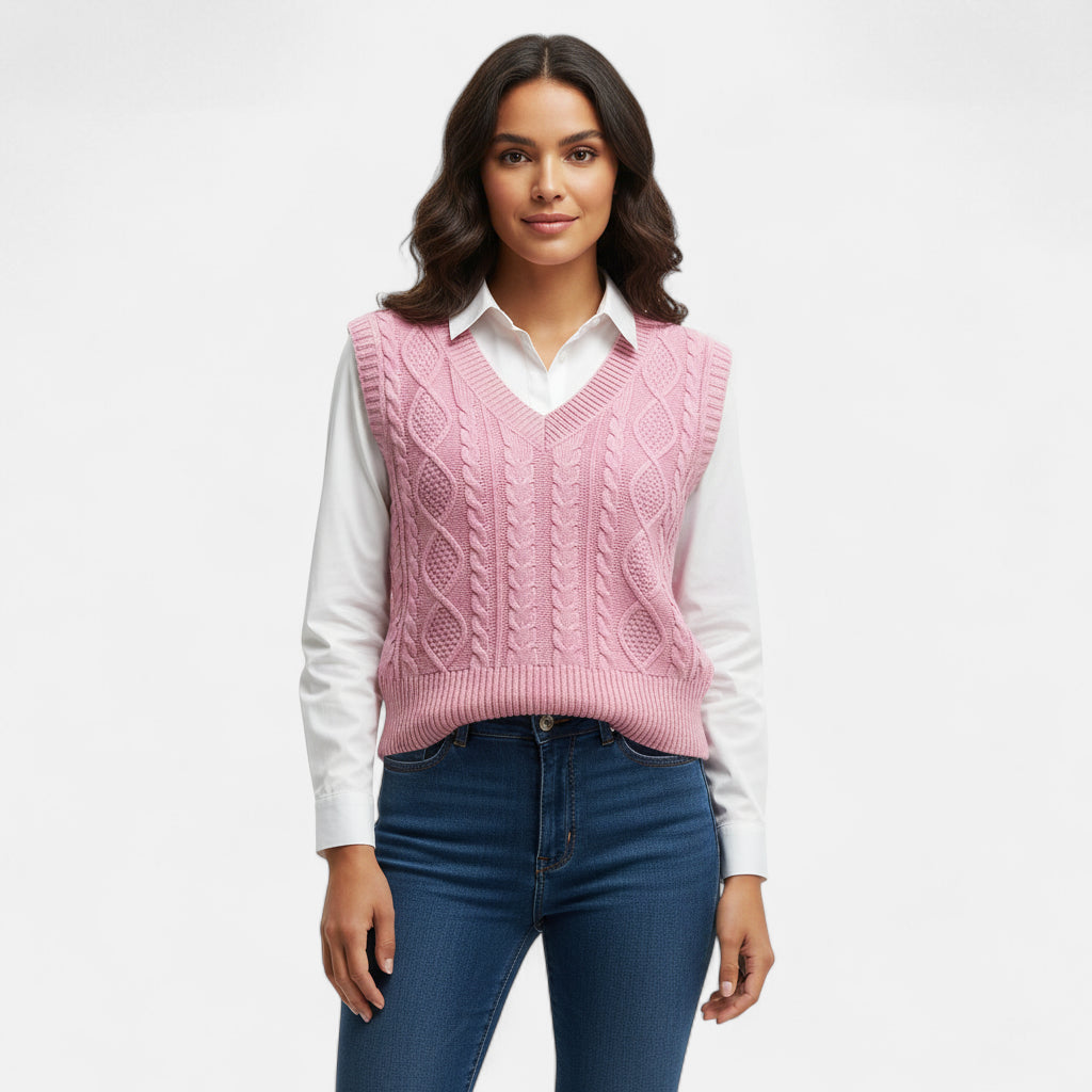 Pull sans manche rose pale