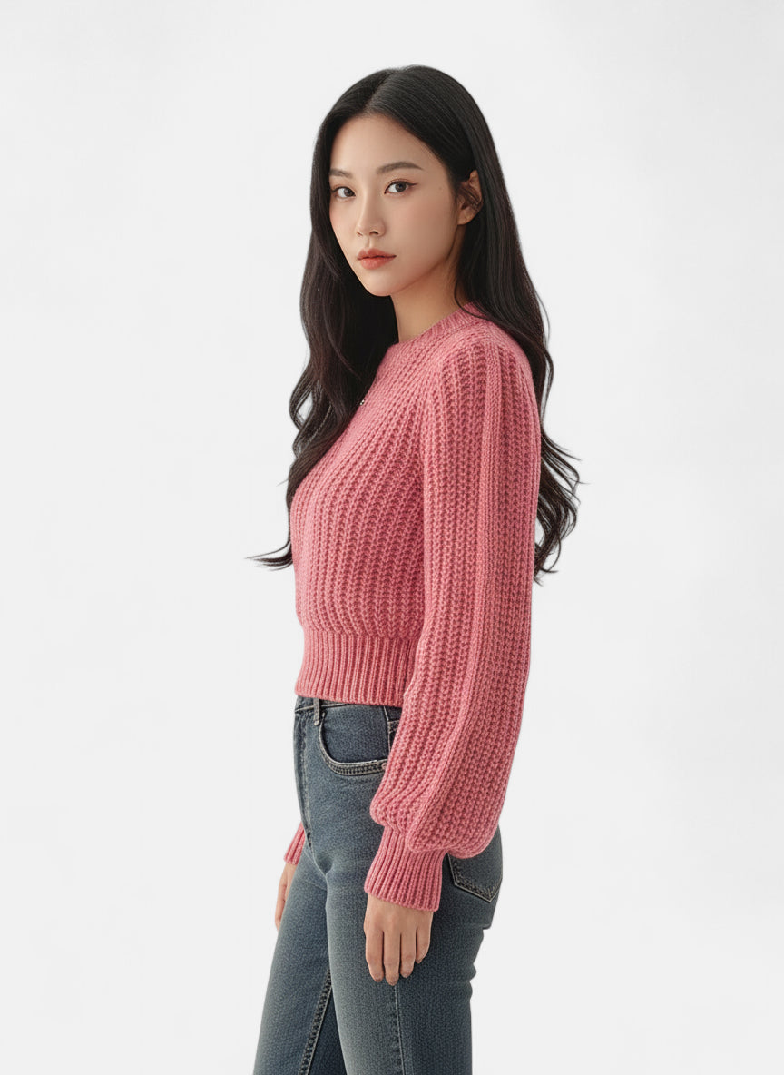 Pull vieux rose femme