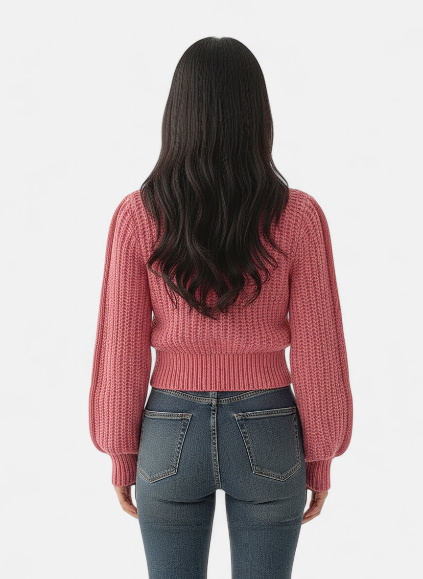 Pull vieux rose femme