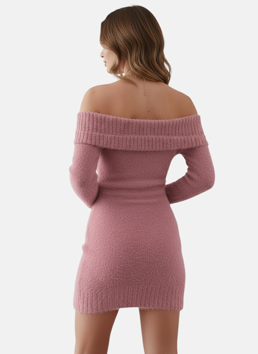 Robe pull rose poudré